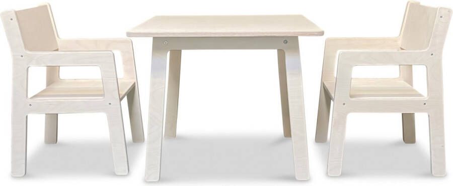 Toddie.nl Houten kleuter meubelsetje 4-7 jaar Tafeltje + 2 stoeltjes blank - Foto 2