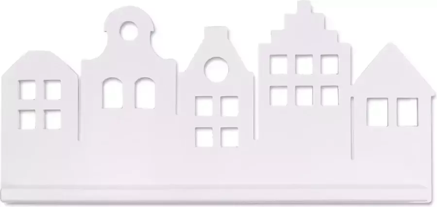 Toddie.nl Grote witte houten wandplank Grachtenpanden XL plank kinderkamer