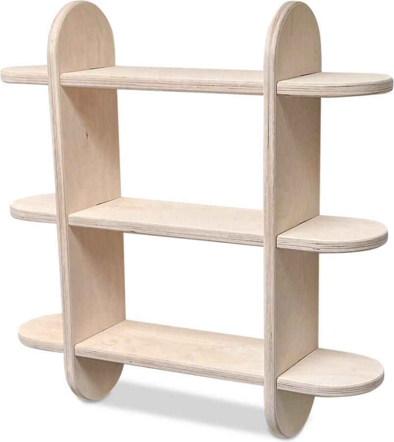 Toddie.nl Round Montessori boeken wandkast kinderkamer Vakkenkast 3 planken blank