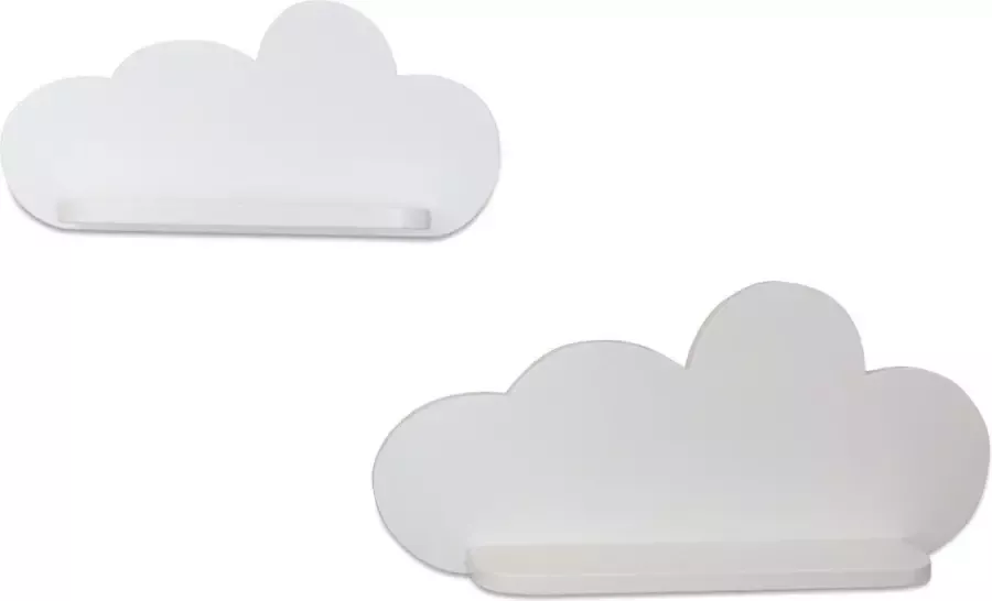 Toddie.nl Set à 2 stk Witte houten wandplanken wolk planken kinderkamer Wolkie