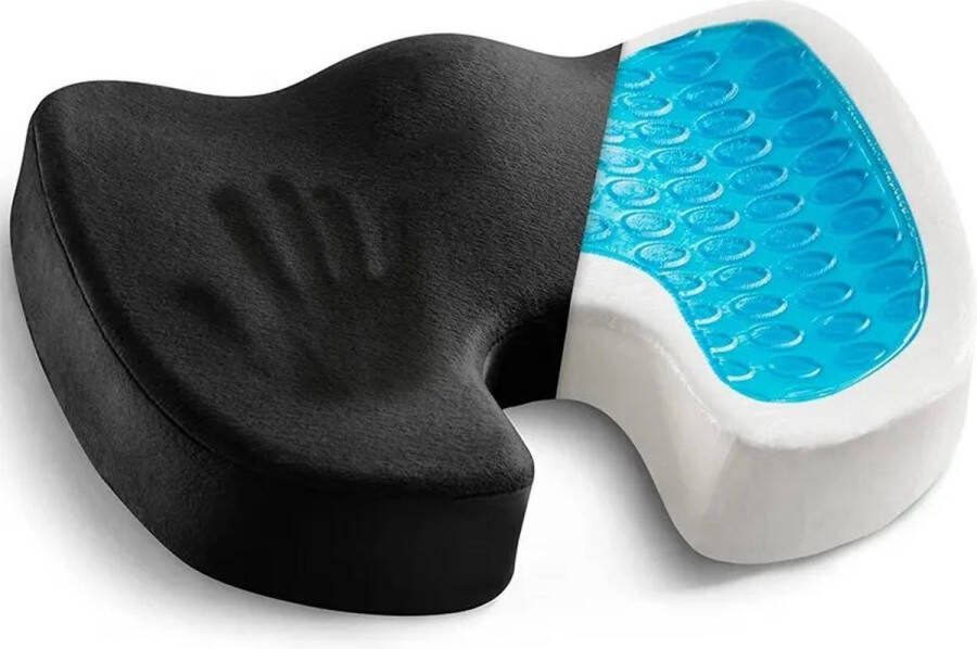 Merkloos.. Zitkussen Traagschuim Orthopedisch voor Auto Kantoor en Ondersteuning Houding en Rug Zitkussen Ergonomisch Stoelkussen Zitkussen Auto Bureaustoel Grijs Zwart