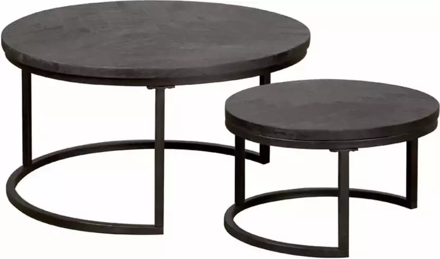 AnLi Style Tower living Viola round set of 2 coffeetable 70 55 black
