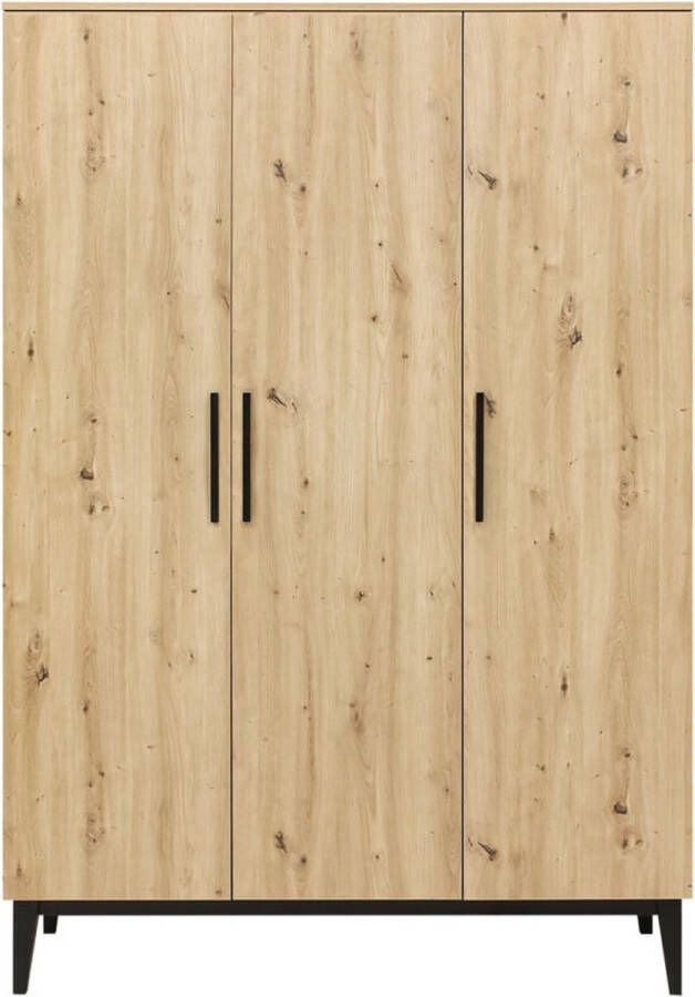 ToiToiKids Xem 3-deurskast Mat Zwart Eiken