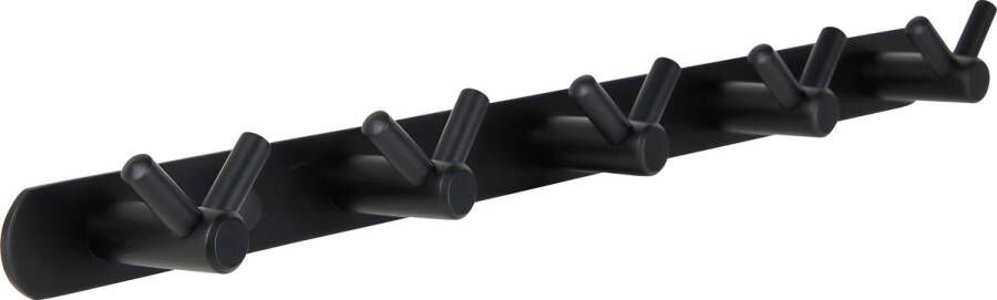 TOJ 10 Haaks Wandkapstok – 40cm Muur Wand Kapstok Hangende Design Muurkapstok Handdoekrek RVS Mat Zwart