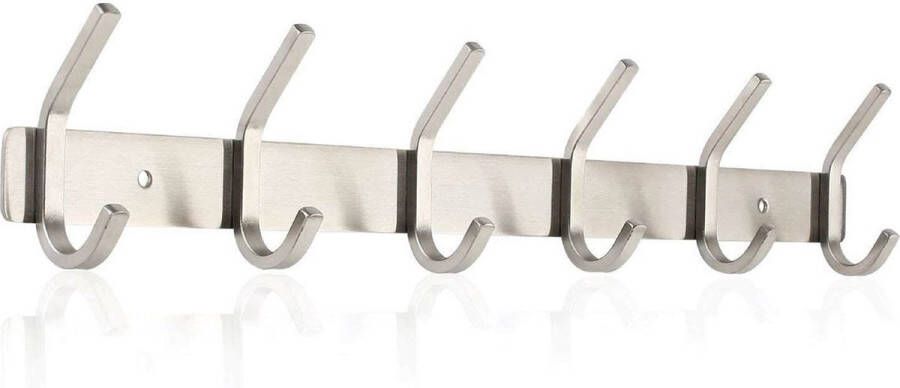 TOJ 12 Haaks Wandkapstok – 46cm Muur Wand Kapstok Hangende Design Muurkapstok Handdoekrek RVS Zilver - Foto 2