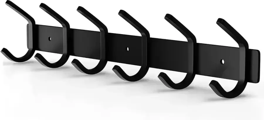 TOJ 12 Haaks Wandkapstok – 45cm Muur Wand Kapstok Hangende Design Muurkapstok Handdoekrek Mat Zwart
