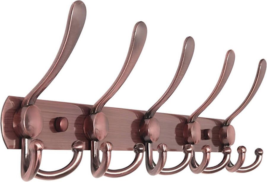 TOJ 15 Haaks Wandkapstok – 45cm Muur Wand Kapstok Hangende Design Muurkapstok Handdoekrek RVS Brons