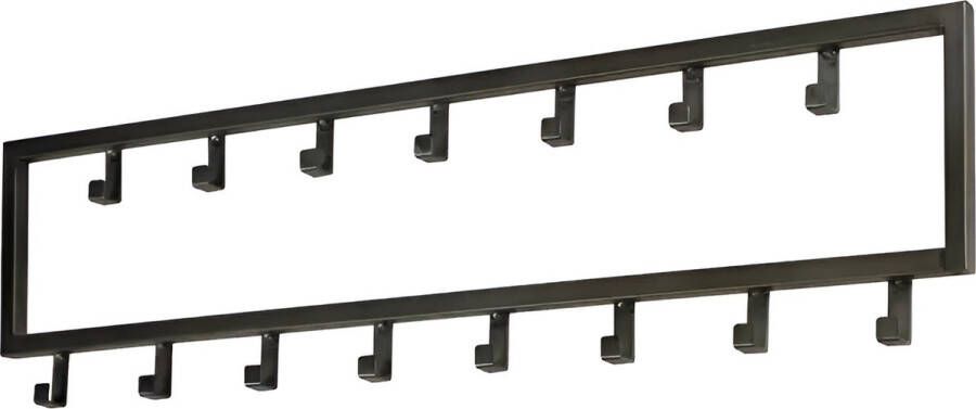 TOJ 15 Haaks Wandkapstok Muur Wand Kapstok Hangende Design Muurkapstok Handdoekrek 80CM Mat Zwart
