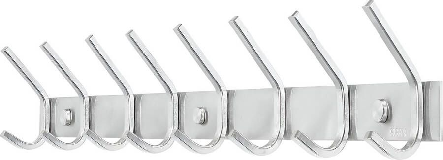 TOJ 16 Haaks Wandkapstok – 62cm Muur Wand Kapstok Hangende Design Muurkapstok Handdoekrek RVS Zilver - Foto 2