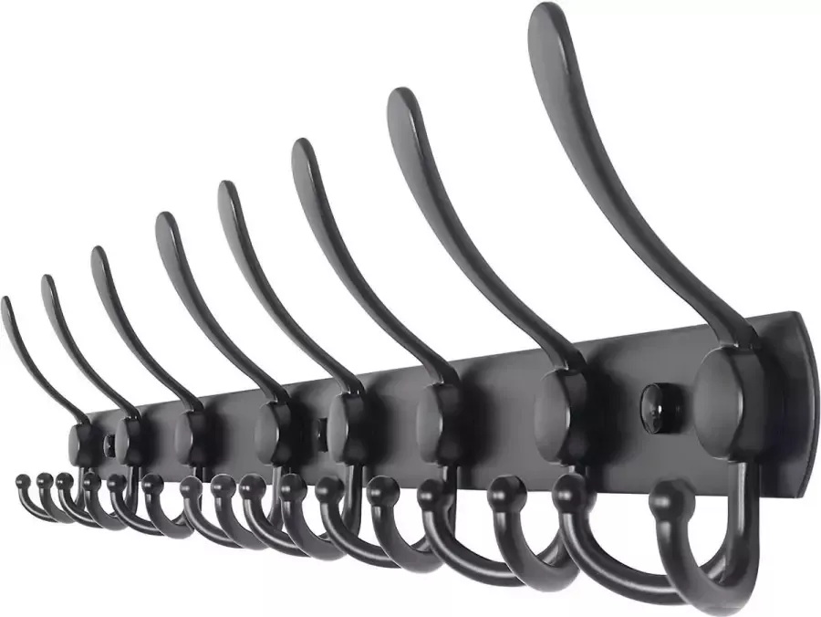 24 Haaks WandkapstokZwarte Wandkapstok 75 cm – RVS Design Kapstok met 24 Haken – Moderne Muurkapstok voor Jassen en Tassen – Inclusief Bevestigingsmateriaal - Foto 2