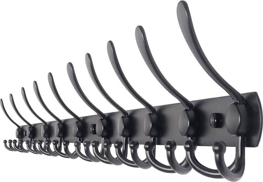TOJ 30 Haaks Wandkapstok – 96cm Muur Wand Kapstok Hangende Design Muurkapstok Handdoekrek RVS Mat Zwart