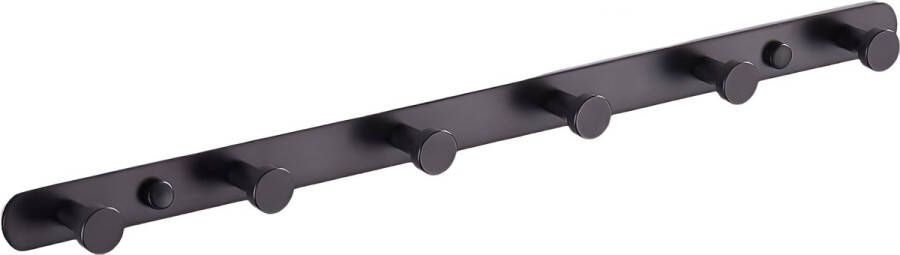 TOJ 6 Haaks Wandkapstok – 45cm Muur Wand Kapstok Hangende Design Muurkapstok Handdoekrek RVS Mat Zwart - Foto 2