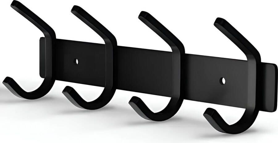 TOJ 8 Haaks Wandkapstok 30cm Muur Wand Kapstok Hangende Design Muurkapstok Handdoekrek RVS Mat Zwart