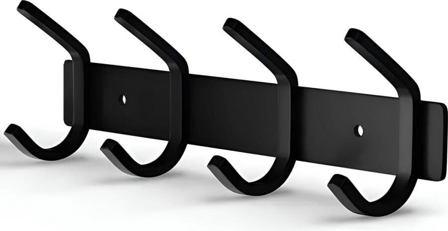 TOJ 8 Haaks Wandkapstok – 30cm Muur Wand Kapstok Hangende Design Muurkapstok Handdoekrek RVS Mat Zwart