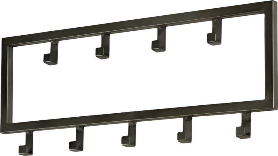 TOJ 9 Haaks Wandkapstok Muur Wand Kapstok Hangende Design Muurkapstok Handdoekrek 50CM Mat Zwart