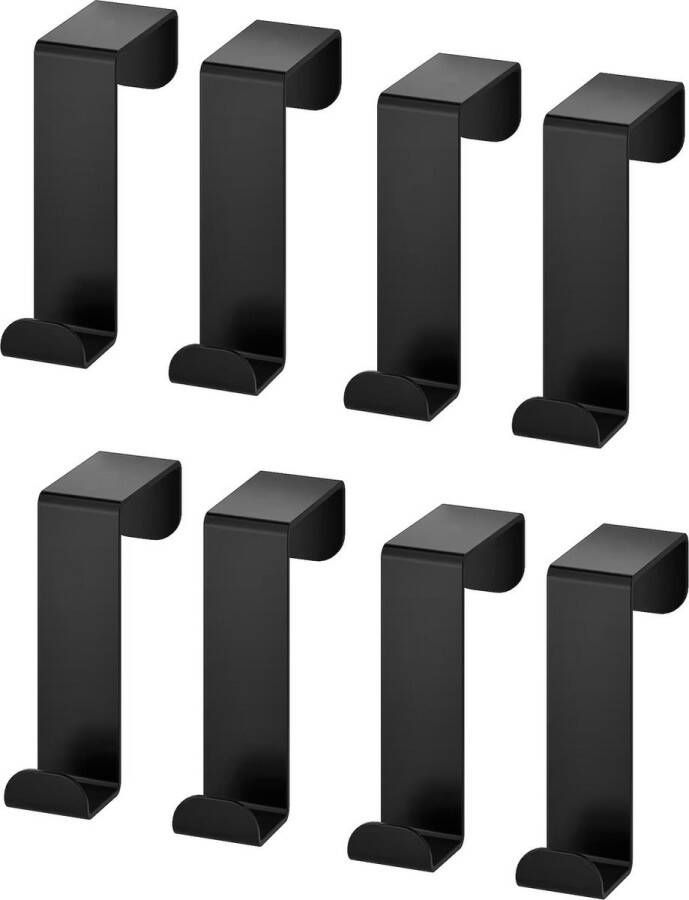 TOJ Deurhaken Set van 8 Stuks Keukenkast Deur Kapstokhaken Ophanghaken Deurkapstok 5KG Belastbaar RVS Mat Zwart - Foto 2