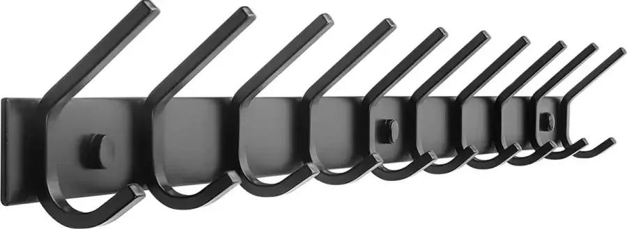 TOJ Kapstok met 20 Haken – Wandkapstok Handdoekrek Stijlvol en Stevig RVS Materiaal Mat Zwart Incl Schroeven