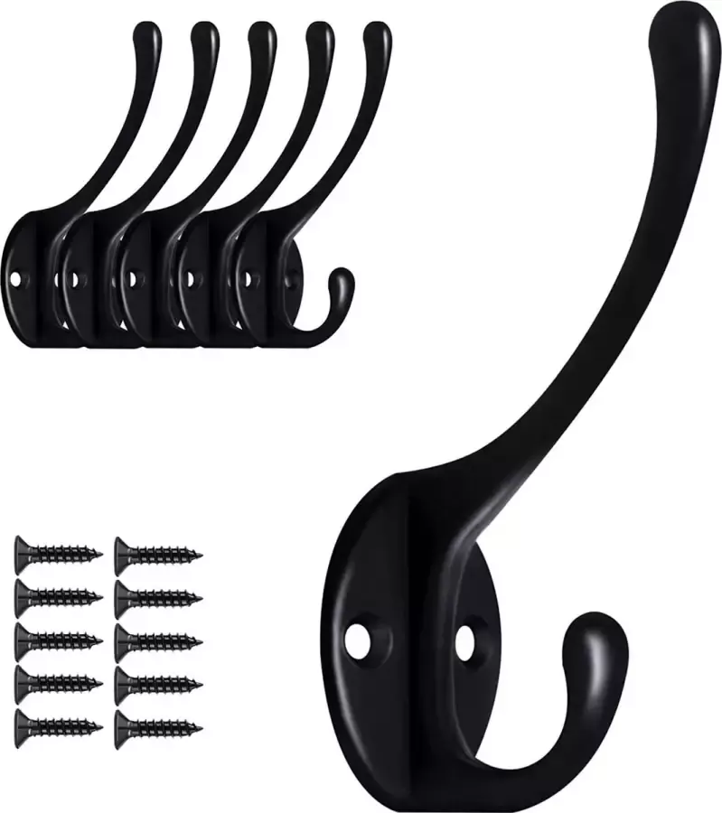 TOJ Kapstokhaken Set van 5 Stuks Handdoek & Kleding Ophanghaken Kapstokhaken Haken 5KG Belastbaar Set Van 5 Stuks