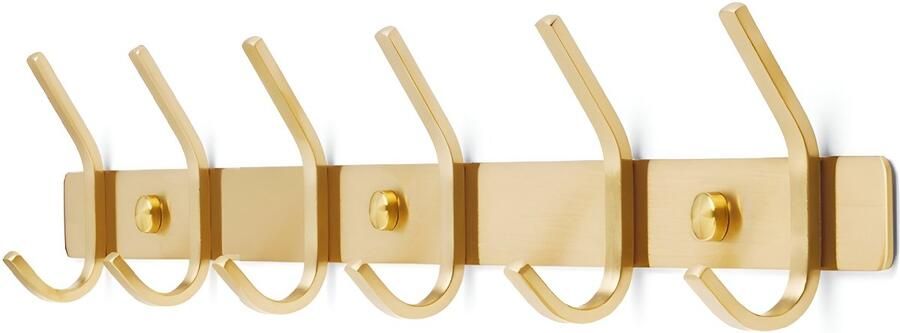 TOJ 12 Haaks Wandkapstok – 46cm Muur Wand Kapstok Hangende Design Muurkapstok Handdoekrek RVS Goud