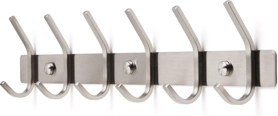 TOJ 12 Haaks Wandkapstok – 46cm Muur Wand Kapstok Hangende Design Muurkapstok Handdoekrek RVS Zilver