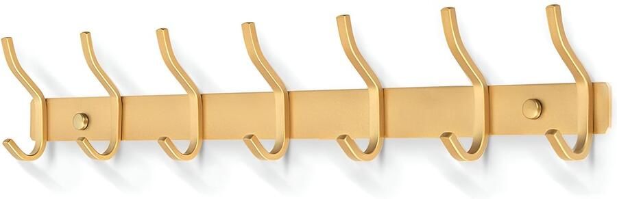 TOJ 14 Haaks Wandkapstok – 54cm Muur Wand Kapstok Hangende Design Muurkapstok Handdoekrek RVS Goud