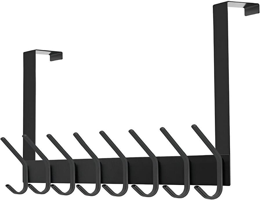 TOJ 16 Haaks Deurkapstok 58CM Kapstok Handdoekrek Stijlvol en Stevig RVS Materiaal Mat Zwart