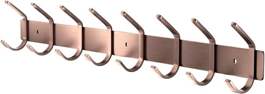 TOJ 16 Haaks Wandkapstok – 62cm Muur Wand Kapstok Hangende Design Muurkapstok Handdoekrek RVS Rosé Goud