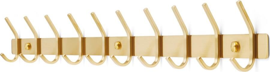 TOJ 20 Haaks Wandkapstok – 78cm Muur Wand Kapstok Hangende Design Muurkapstok Handdoekrek RVS Goud