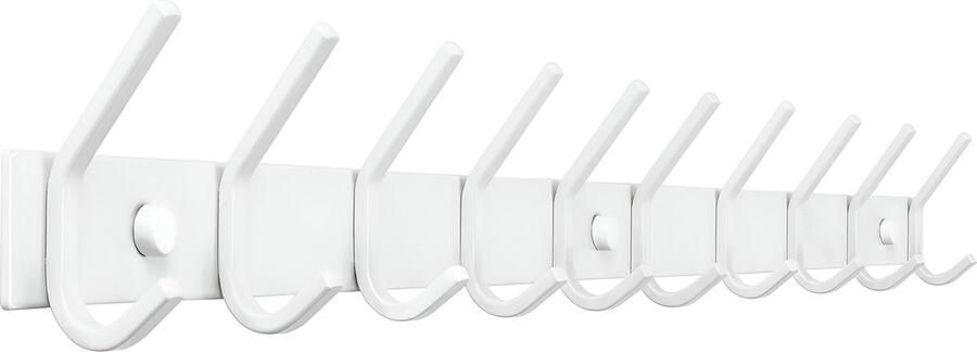 TOJ 20 Haaks Wandkapstok – 78cm Muur Wand Kapstok Hangende Design Muurkapstok Handdoekrek RVS Wit