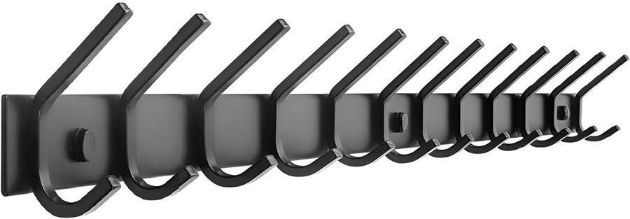 TOJ 24 Haaks Wandkapstok – 94cm Muur Wand Kapstok Hangende Design Muurkapstok Handdoekrek RVS Mat Zwart