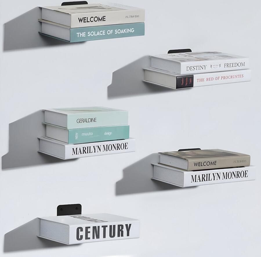 TOJ 3X Zwevende Boekenplank Onzichtbare Wandplank Voor Boeken Boekenhouder Zwart Set van 3