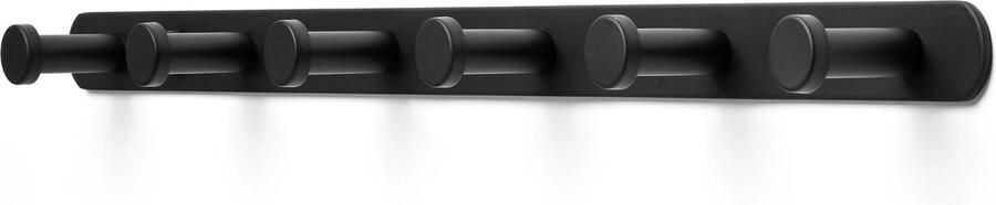 TOJ 6 Haaks Wandkapstok – 45cm Muur Wand Kapstok Hangende Design Muurkapstok Handdoekrek RVS Mat Zwart