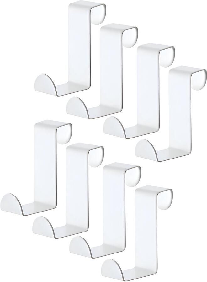 TOJ Deurhaken Set van 8 Stuks Keukenkast Deur Kapstokhaken Ophanghaken Deurkapstok 5KG Belastbaar RVS Wit