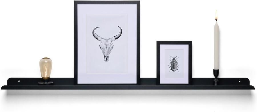 TOJ Fotolijstplank LP Wandplank Fotoplank Zwevende Plank RVS Metaal 120cm Mat Zwart