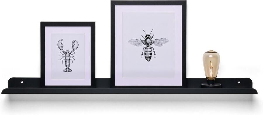 TOJ Fotolijstplank LP Wandplank Fotoplank Zwevende Plank RVS Metaal 90cm Mat Zwart