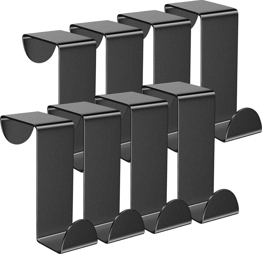 TOJ Keukendeurhaken Set van 8 Stuks Keukenkast haken Deurkapstok 5KG Belastbaar RVS Mat Zwart LET OP: XL