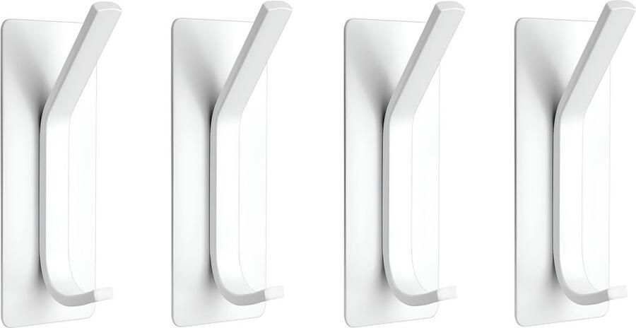 TOJ Zelfklevende Kapstokhaken Ophanghaken Muur Kapstok Haken Muurhaken Set Van 4 Stuks – Incl. Plakstrip Wit