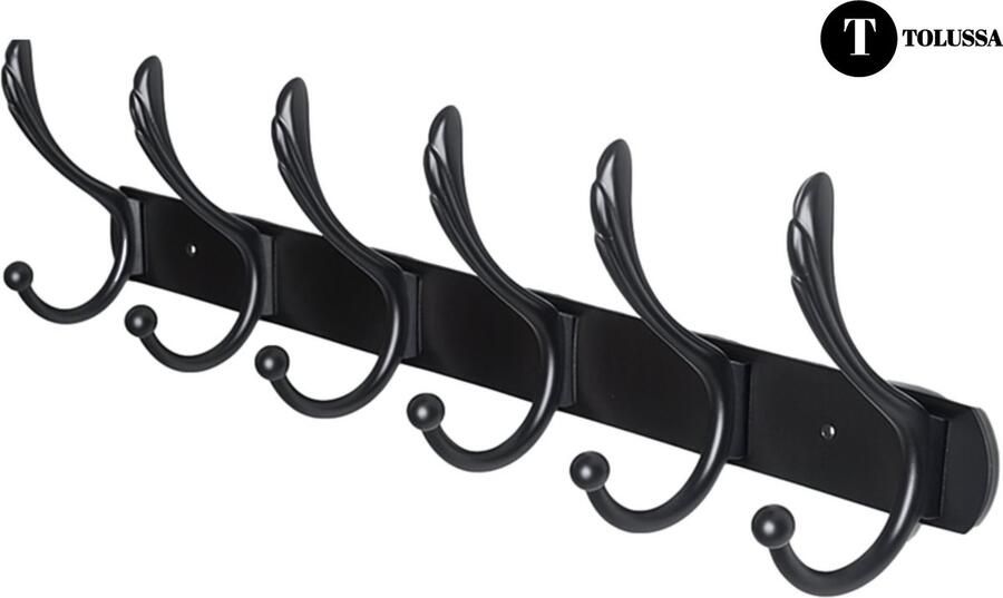 Tolussa 12 Haaks Wandkapstok 54cm Muur Wandkapstok Hangende Design Muurkapstok Handdoekrek RVS Mat Zwart - Foto 2