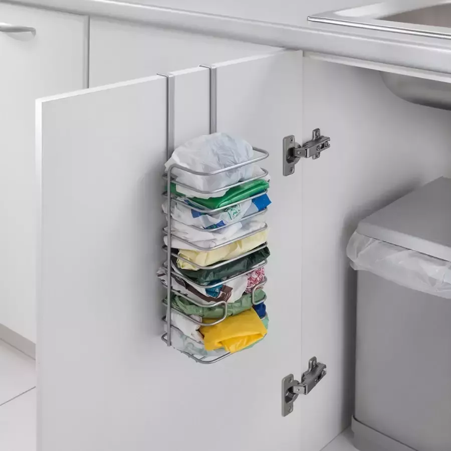Tomado Metaltex Tomado Metaltex Plastic zakken houder deurrekje Grijs Ophangen zonder boren