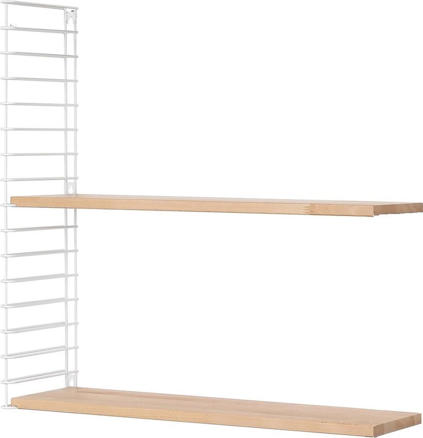 Tomado Uitbreidingsset 2 x Houten plank + 1 x Zijkant wit Geschikt voor houten wandrek