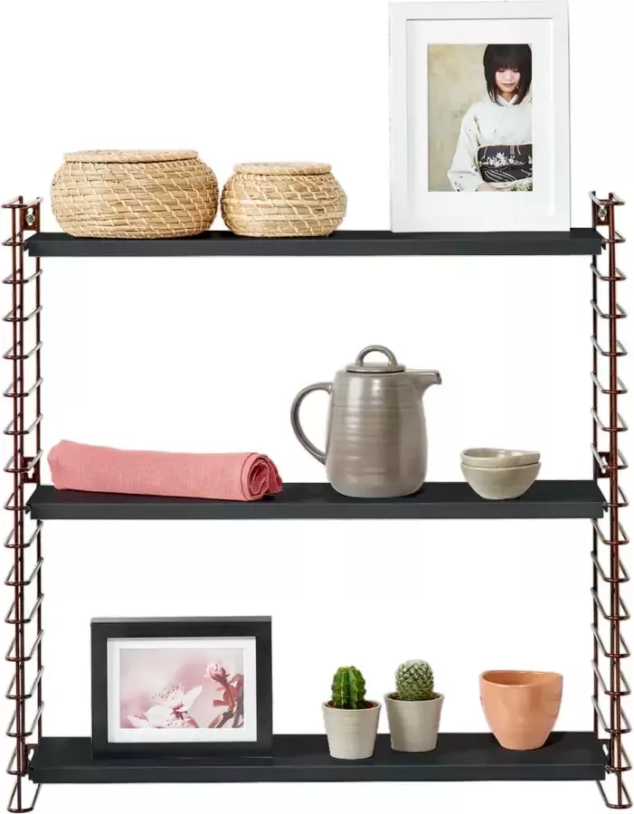 Tomado Wandrek Brons & Zwart Boekenrek 70x21x68 cm Uitbreidbaar