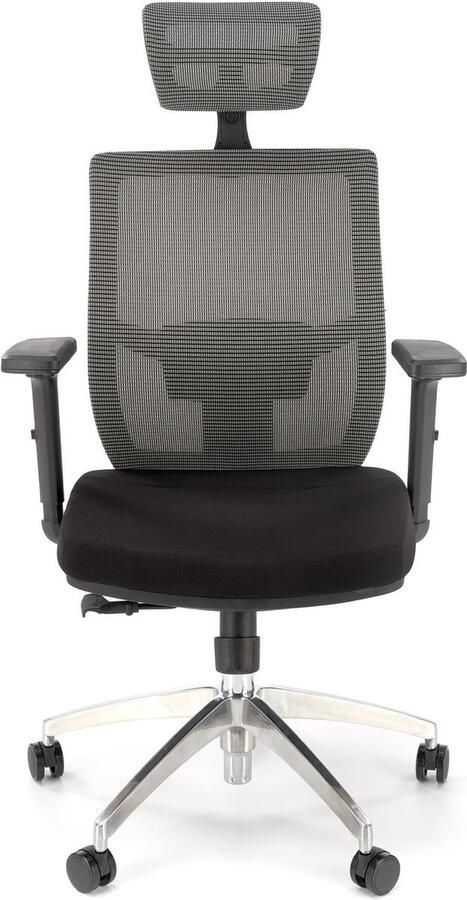 Industrialhome Offenheim Bureaustoel Ergonomische Bureaustoel Verstelbare Rugleuning & Armleuningen Hoofdsteun Luxe Kantoorstoel Stof & Gaas Zwart & Grijs 120-130 cm Hoog 60 x 64 cm - Foto 3