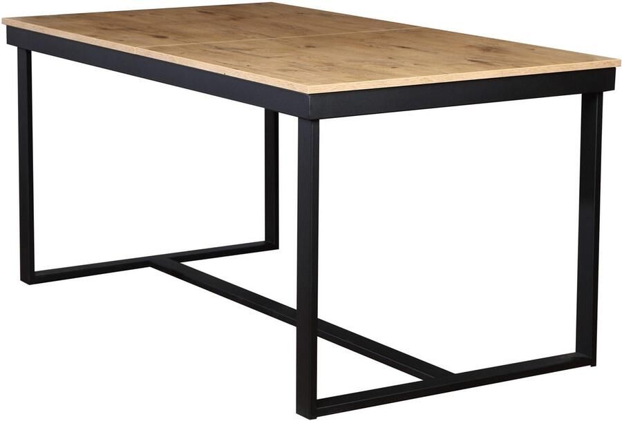 Tomasso Tables Tomasso Nangy Uitschuifbare Eettafel – Natuurlijk eiken – Rechthoekig – Voor 4‑12 pers. – Hout fineer & Metaal