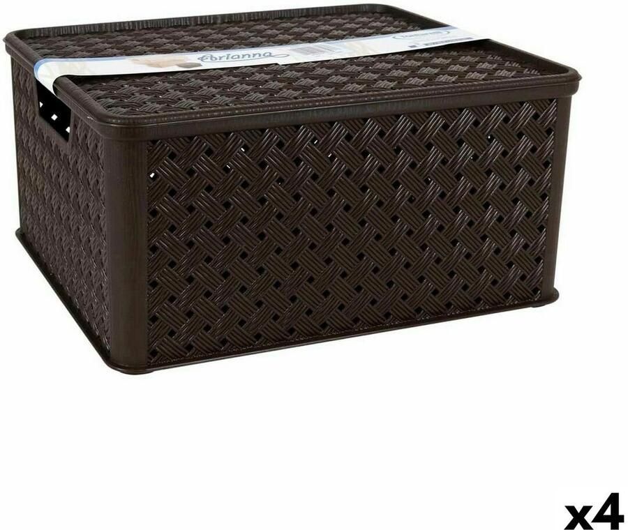 Tontarelli Opbergbak met Deksel Arianna 33 5 x 29 5 x 16 5 cm (4 Stuks)