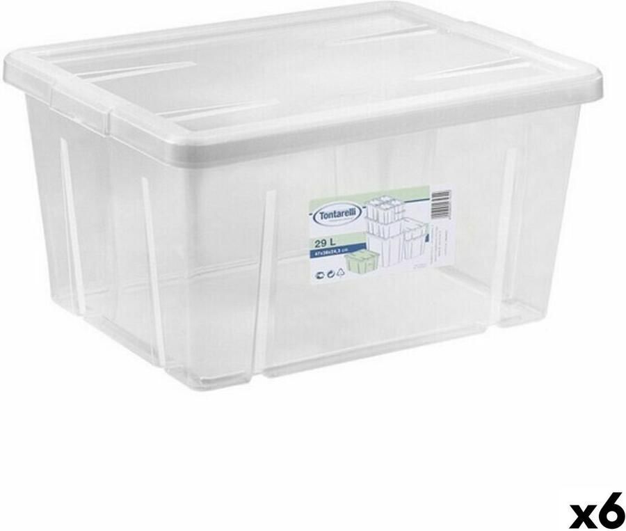 Tontarelli Opbergbak met Deksel Linea box 47 x 36 x 24 5 cm (6 Stuks)