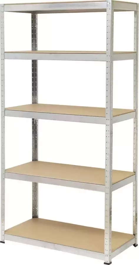 TOOLCRAFT 2265279 Stellingkast extra stevig 265 kg (b x h x d) 900 x 1800 x 450 mm Metaal MDF Mat Verzinkt Zilver Hou