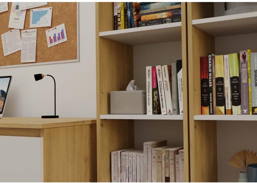 TOP E SHOP Onyx R40 Boekenkast ARTISAN EIK WIT