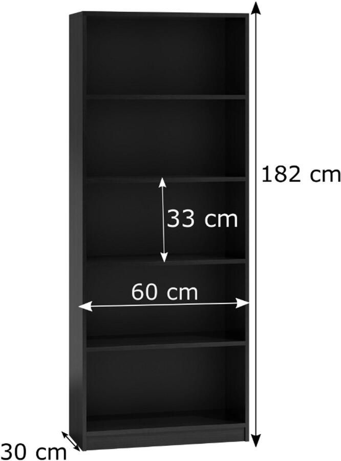 TOP E SHOP Onyx R60 Boekenkast ZWART