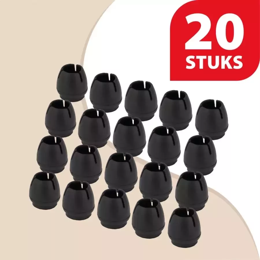 TOPDOPPIES Stoelpoot beschermers Stoelpootdoppen 20 stuks Zwart – Pootdoppen 17 mm t m 22 mm – Dop – Viltjes – Anti kras