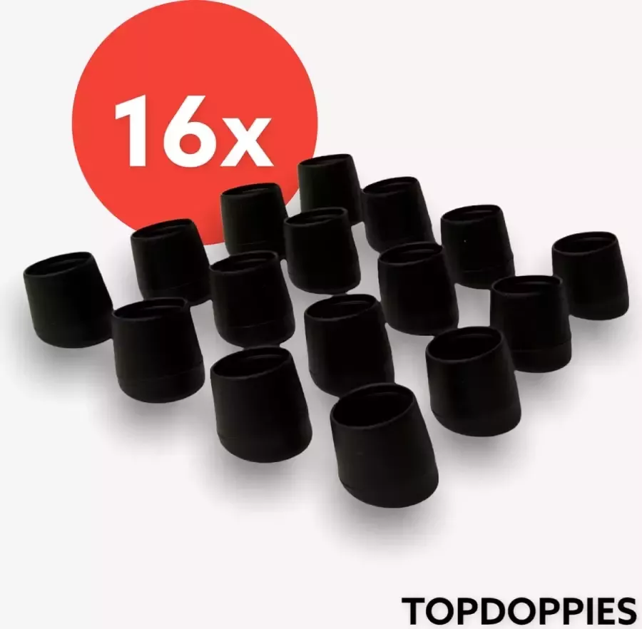 TOPDOPPIES Stoelpootdoppen Schuin 18 mm Zwart 16 Stuks Vloerbeschermers